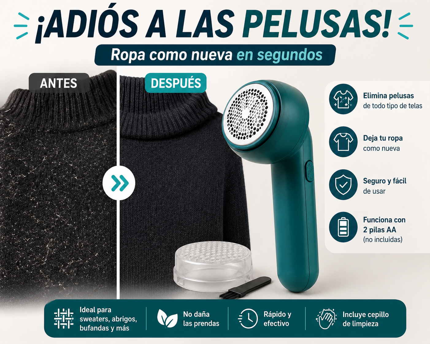 🔥 Máquina Quitapelusas Portátil Inalámbrica – Renueva tu Ropa y Déjala Como Nueva ✨